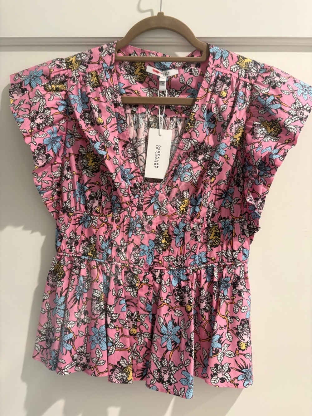 10 Crosby Derek Lam Pink Floral Print Blouse